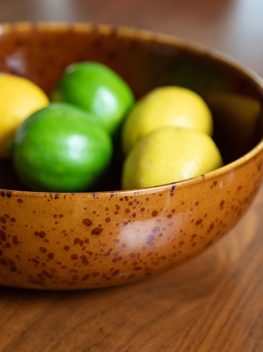 Ceramic Serving Bowl With A Cognac And Speckled Glaze